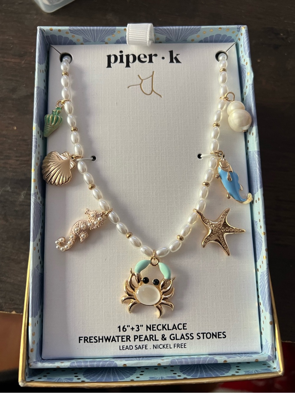 Piper·K Pearl Charm Necklace with Pearl Beach Charms